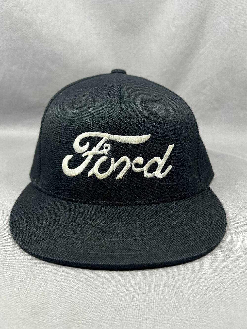 Ford 210 Fitted Hat Black Classic Scrip Logo Motorsports Wool Blend Adult Cap